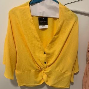 Yellow Topshop cropped twist top